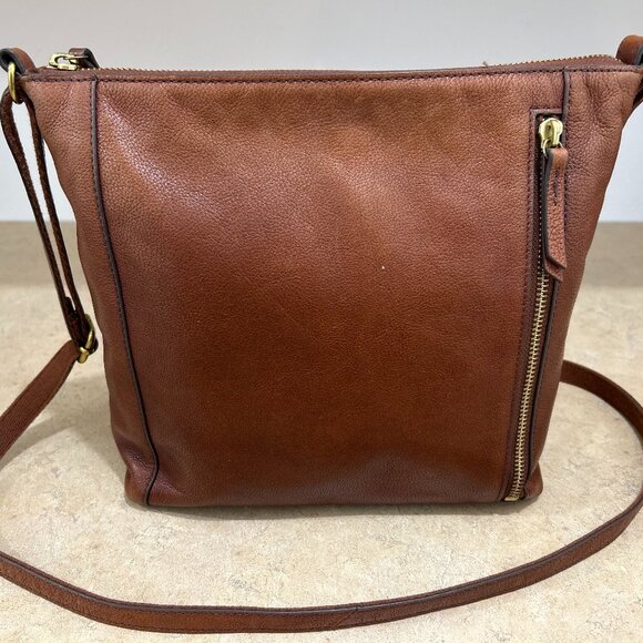 Fossil Leather Brown Crossbody Bag - Picture 1 of 8